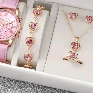 Geneva Pink and Gold Watch Set
